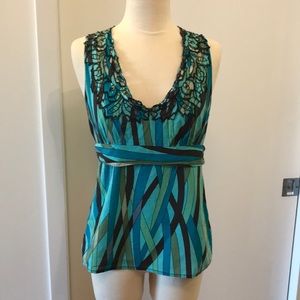 BCBGMaxzria blue/green/blank top